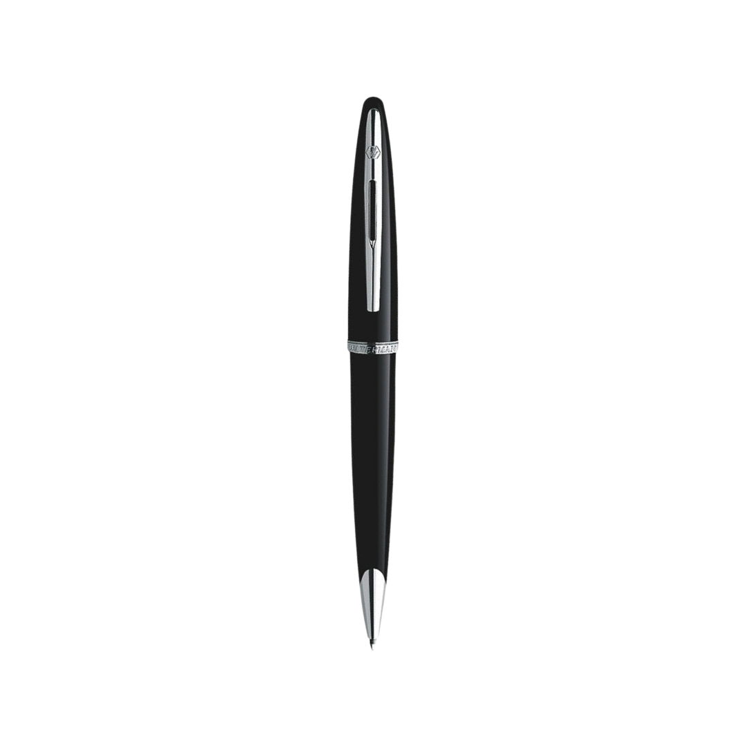 Waterman Carene Laque Black ST Ballpoint Pen — uncapped with cap posted