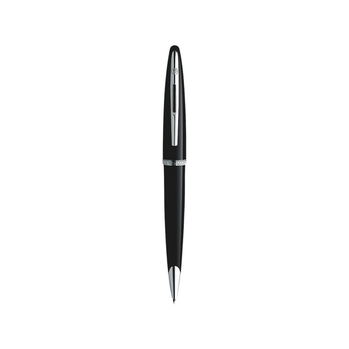 Waterman Carene Laque Black ST Ballpoint Pen — uncapped with cap posted