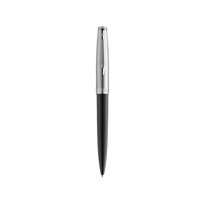 Waterman Embleme Black CT Ballpoint Pen — uncapped with cap posted