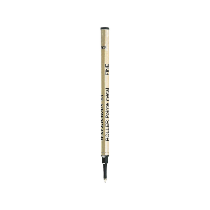 Waterman Rollerball Refill Fine Black — uncapped with cap posted