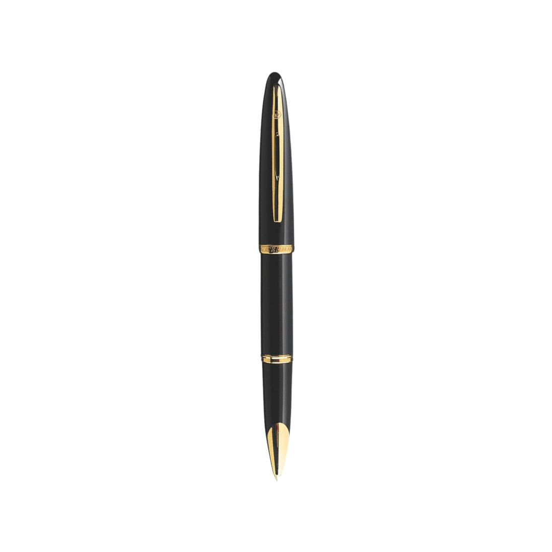 Waterman Carene Laque Black GT Rollerball Pen — uncapped with cap posted