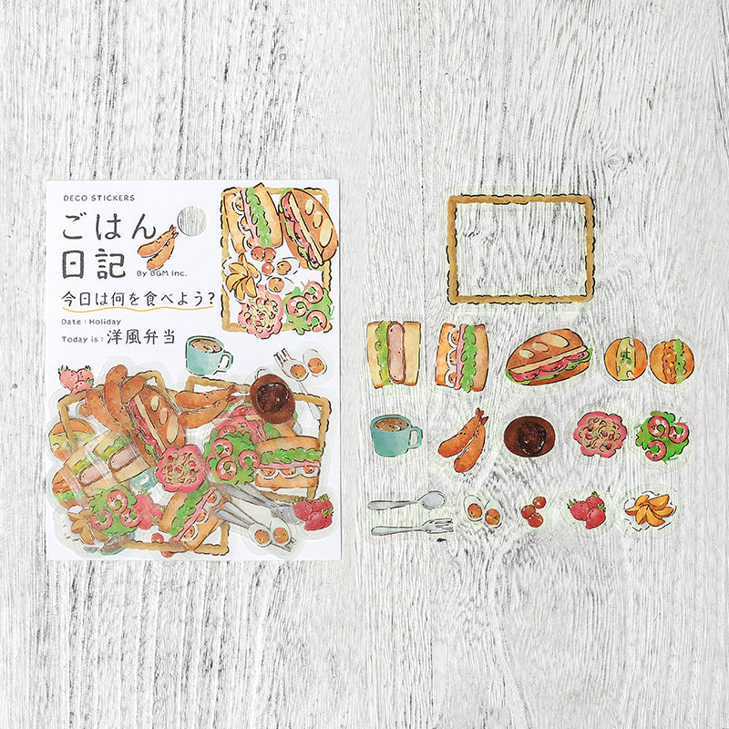 BGM Foil Stamping Clear Seal: Food Diary in Western Style Bento — BGM decorative sticker — for journaling, planners and scrapbooking, at Cityluxe Singapore