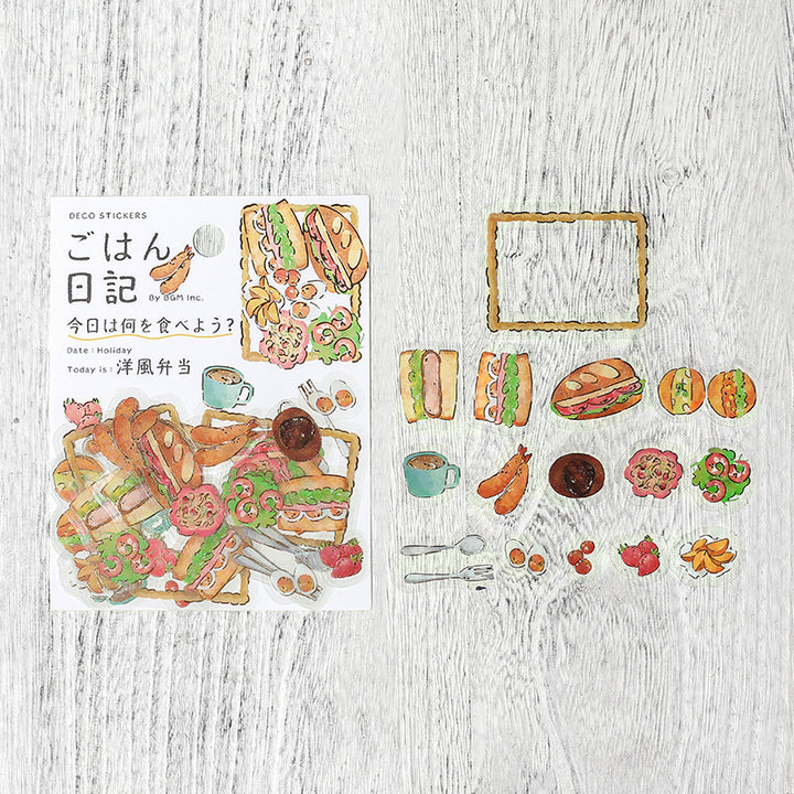 BGM Foil Stamping Clear Seal: Food Diary in Western Style Bento — BGM decorative sticker — for journaling, planners and scrapbooking, at Cityluxe Singapore