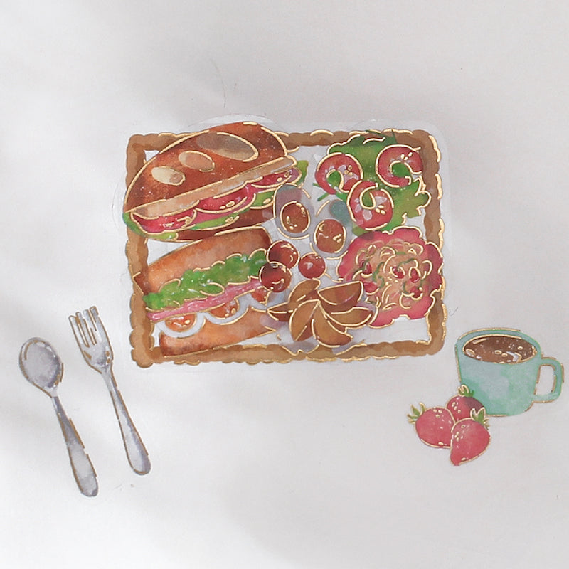 BGM Foil Stamping Clear Seal: Food Diary in Western Style Bento — BGM decorative sticker — for journaling, planners and scrapbooking, at Cityluxe Singapore