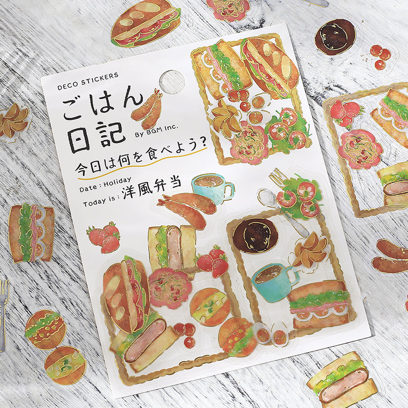 BGM Foil Stamping Clear Seal: Food Diary in Western Style Bento — BGM decorative sticker — for journaling, planners and scrapbooking, at Cityluxe Singapore