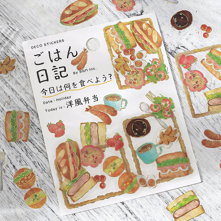 BGM Foil Stamping Clear Seal: Food Diary in Western Style Bento — BGM decorative sticker — for journaling, planners and scrapbooking, at Cityluxe Singapore
