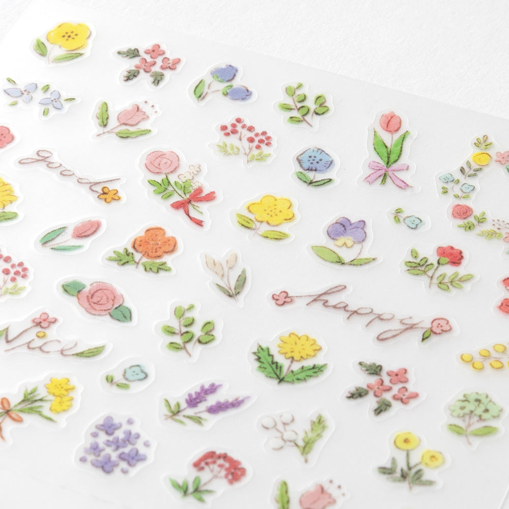Midori Sticker (1 Sheet) in Wild Flowers — Midori decorative sticker — for journaling, planners and scrapbooking, at Cityluxe Singapore