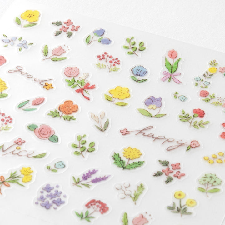 Midori Sticker (1 Sheet) in Wild Flowers — Midori decorative sticker — for journaling, planners and scrapbooking, at Cityluxe Singapore
