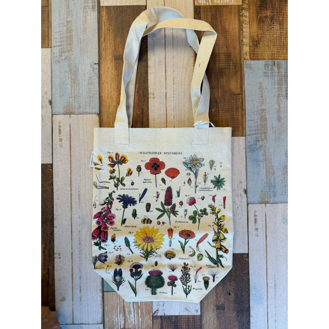 Cavallini Tote Bag Wildflowers — Cavallini carrying pouch — stationery storage and organisation, at Cityluxe Singapore