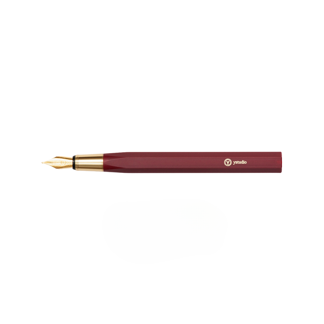 Ystudio Resin Fountain Pen Red Medium — Ystudio fountain pen — precision nib writing instrument, at Cityluxe Singapore stationery store