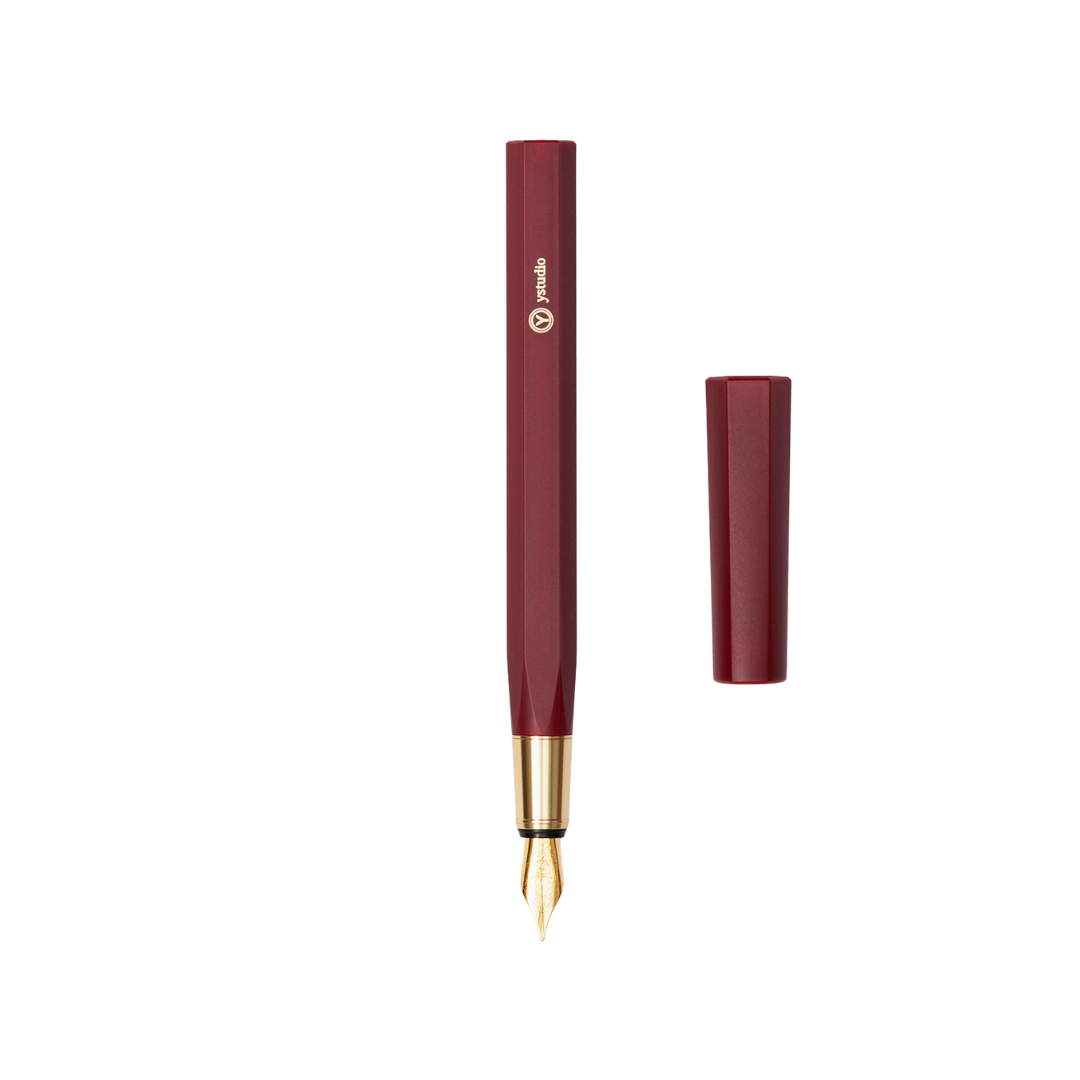 Ystudio Resin Fountain Pen Red Medium — Ystudio fountain pen — precision nib writing instrument, at Cityluxe Singapore stationery store