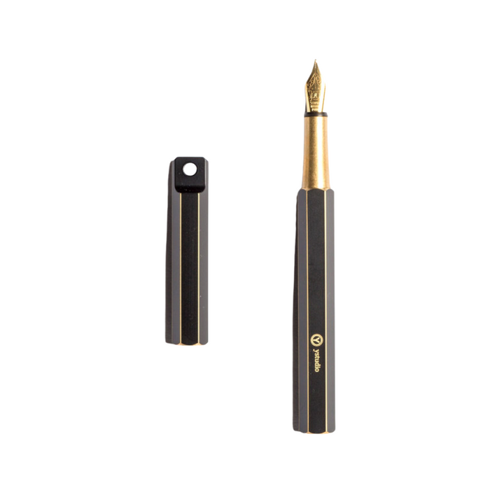 Ystudio Brassing Portable Fountain Pen Medium — Ystudio fountain pen — precision nib writing instrument, at Cityluxe Singapore stationery store