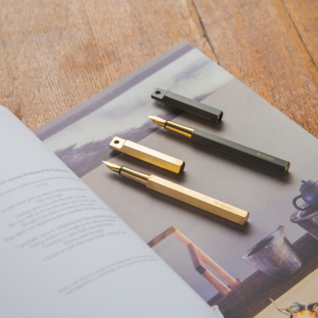 Ystudio Classic Revolve Portable Fountain Pen - Brass