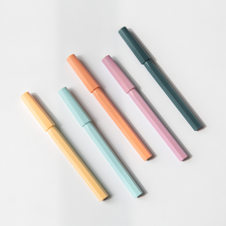 Ystudio Glamour Evolve-Ocean Sustainable Rollerball Pen in Sea Indigo — Ystudio rollerball pen — fluid gel ink writing instrument, at Cityluxe Singapore