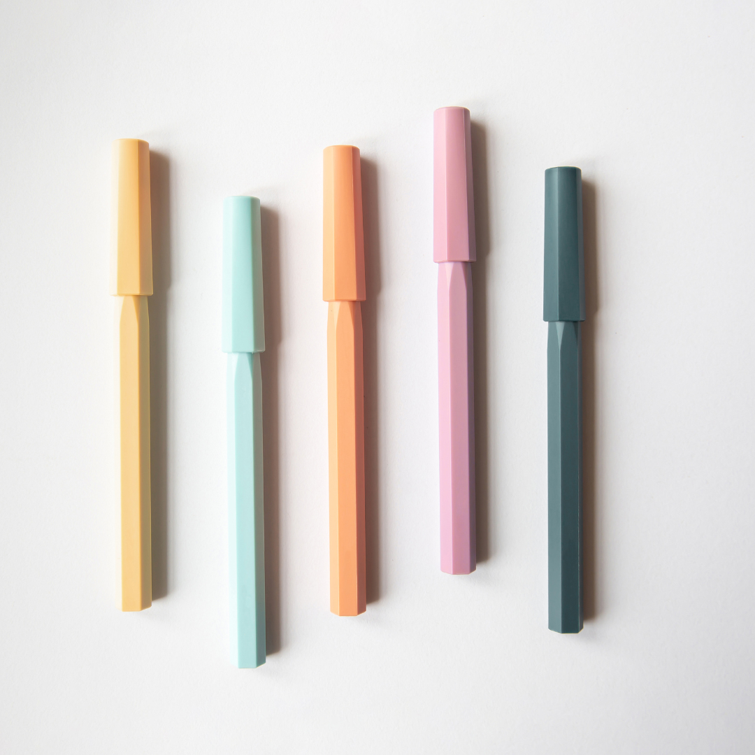 Ystudio Glamour Evolve-Ocean Sustainable Rollerball Pen in Evening Purple — Ystudio rollerball pen — fluid gel ink writing instrument, at Cityluxe Singapore