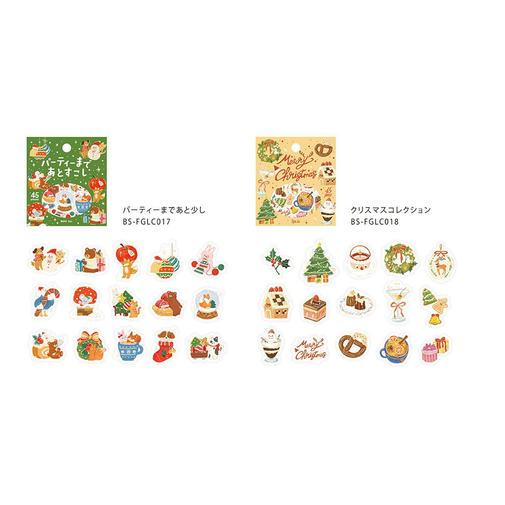 All 15 designs of BGM flake seals BS-FGLC017 Just a Little Longer Until the Party and BS-FGLC018 Christmas Collection