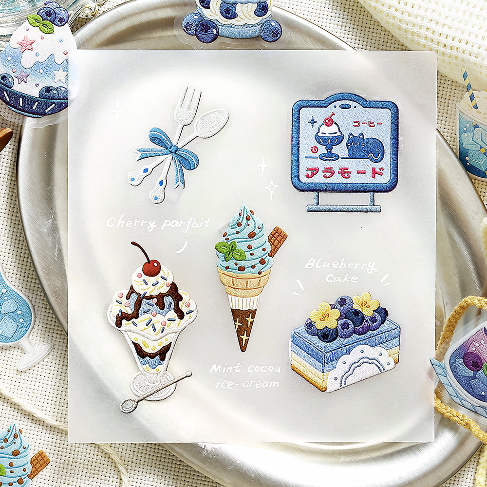 BGM Clear Seal: Cafe À la Mode - Embroidery Book (Blue)