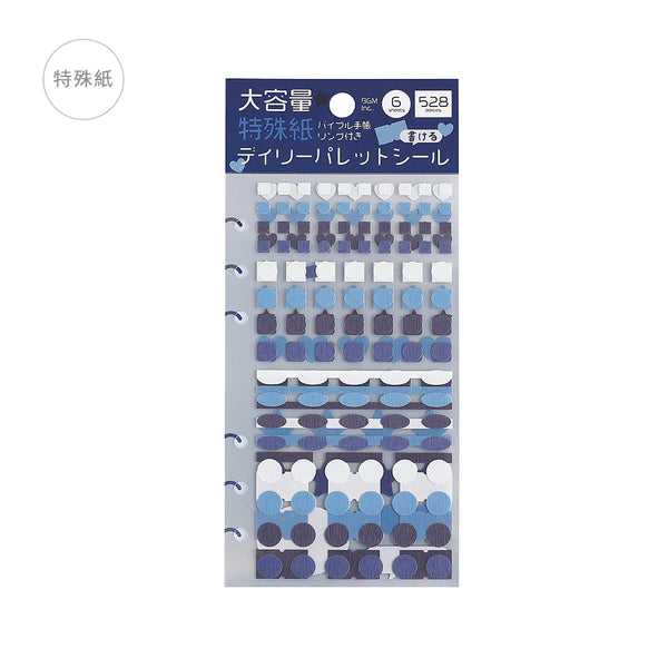 이미지를 갤러리 뷰어에 로드 , BGM Daily Palette Seat Seal Ocean stickers in blue tones featuring assorted shapes.
