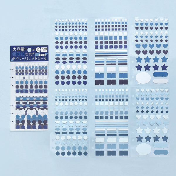 이미지를 갤러리 뷰어에 로드 , BGM Daily Palette Seat Seal Ocean stickers in blue tones featuring assorted shapes.
