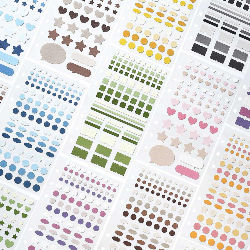 BGM Daily Palette Seat Seal Olive stickers in natural green and brown shades with assorted shapes.