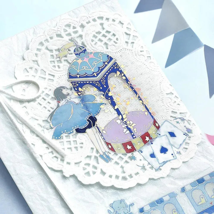  BGM Foil Stamping Clear Seal – Maiden’s Amusement Park: Delight with 30 PET sheets of colorful, amusement park-inspired designs including girls, rides, and treats, all enhanced with shimmering foil.