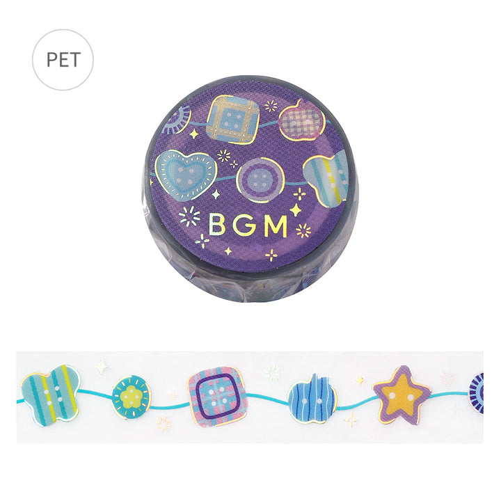 BGM Foil Stamping Clear Tape: Colorful Button — roll front