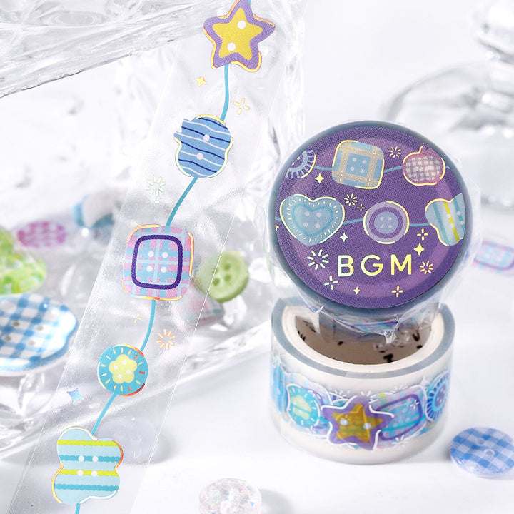 BGM Foil Stamping Clear Tape: Colorful Button — applied on surface