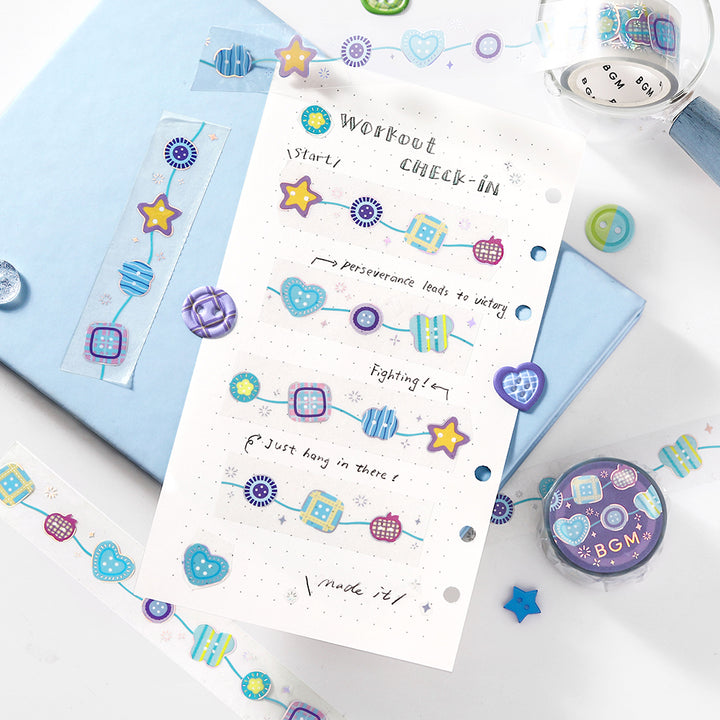 BGM Foil Stamping Clear Tape: Colorful Button — with packaging