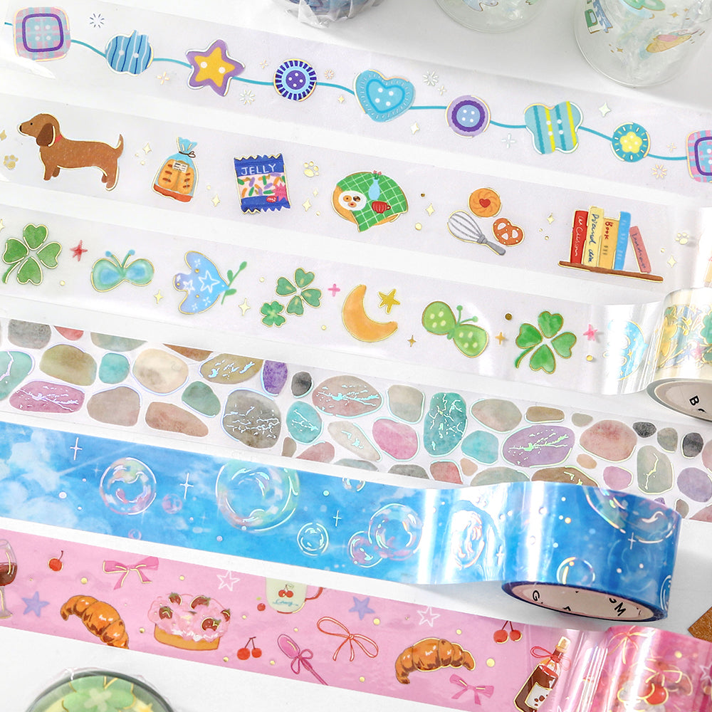 BGM Foil Stamping Clear Tape: Colorful Button — roll side