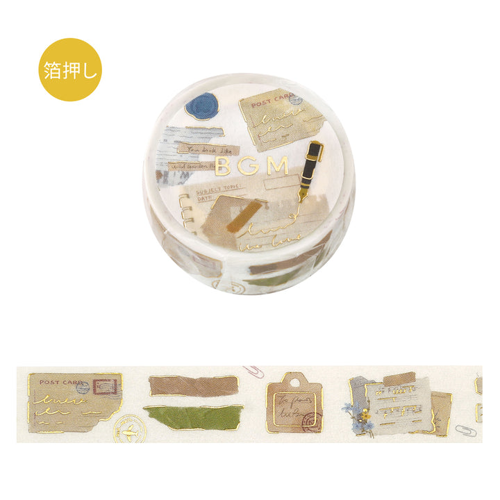 BGM Foil Stamping Masking Tape – Collage Fragments — roll front