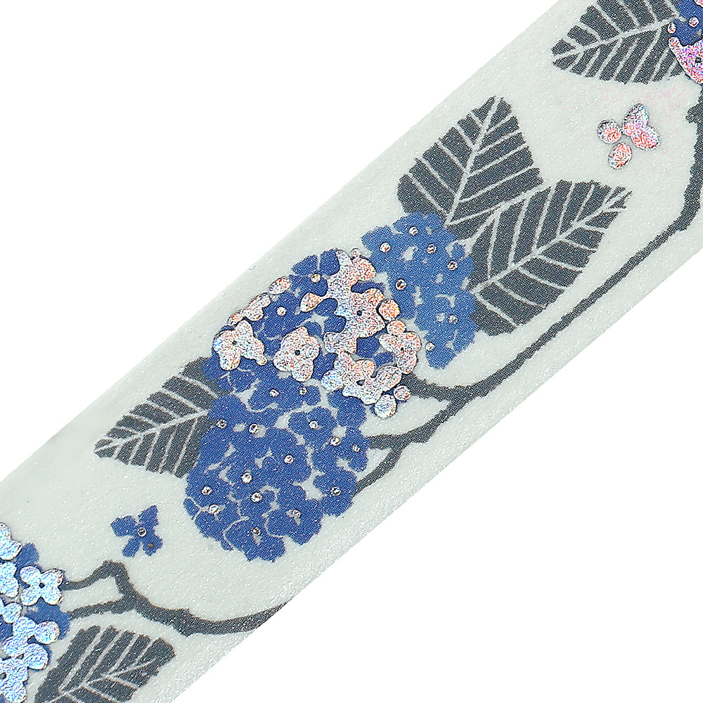BGM Foil Stamping Masking Tape Flower Compendium Hydrangea featuring delicate hydrangea illustrations in soft pastel hues with shimmering foil accents on premium Japanese washi tape.