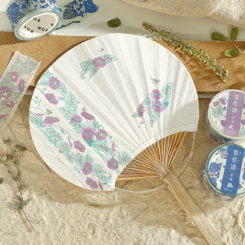 BGM Foil Stamping Masking Tape: Flower Compendium: Morning Glory — with packaging