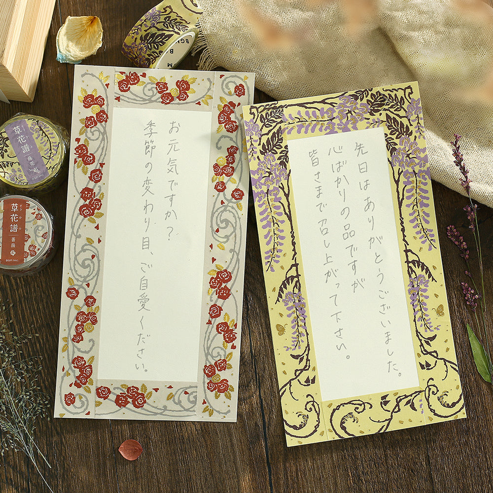 BGM Foil Stamping Masking Tape: Flower Compendium: Wisteria — with packaging
