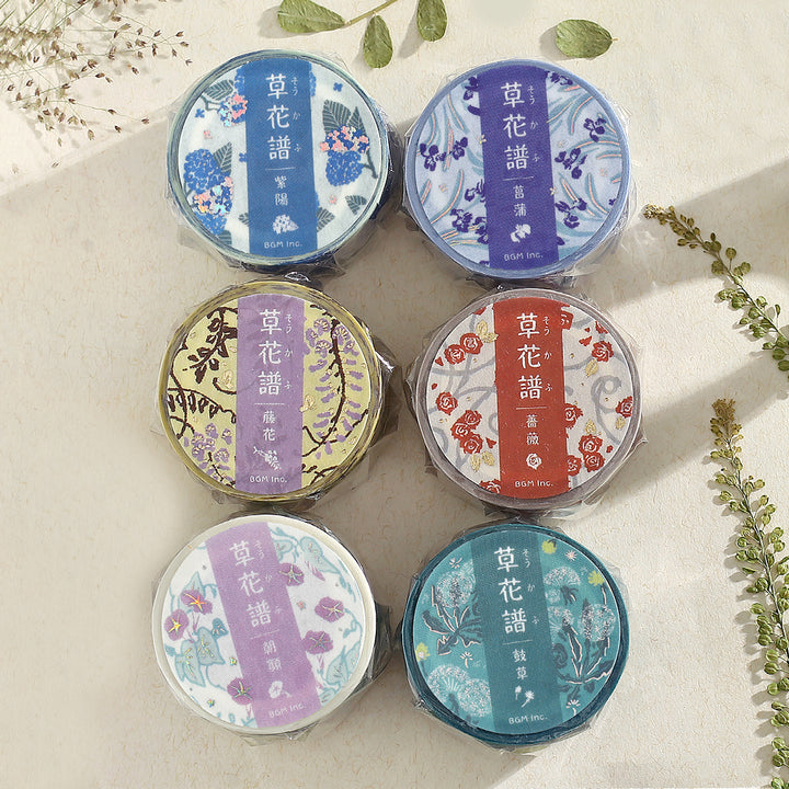 BGM Foil Stamping Masking Tape: Flower Compendium: Wisteria — flat lay
