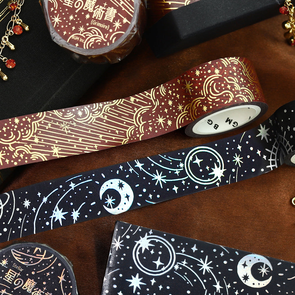 BGM Foil Stamping Masking Tape: Grimoire of Stars: Darkness — applied on surface