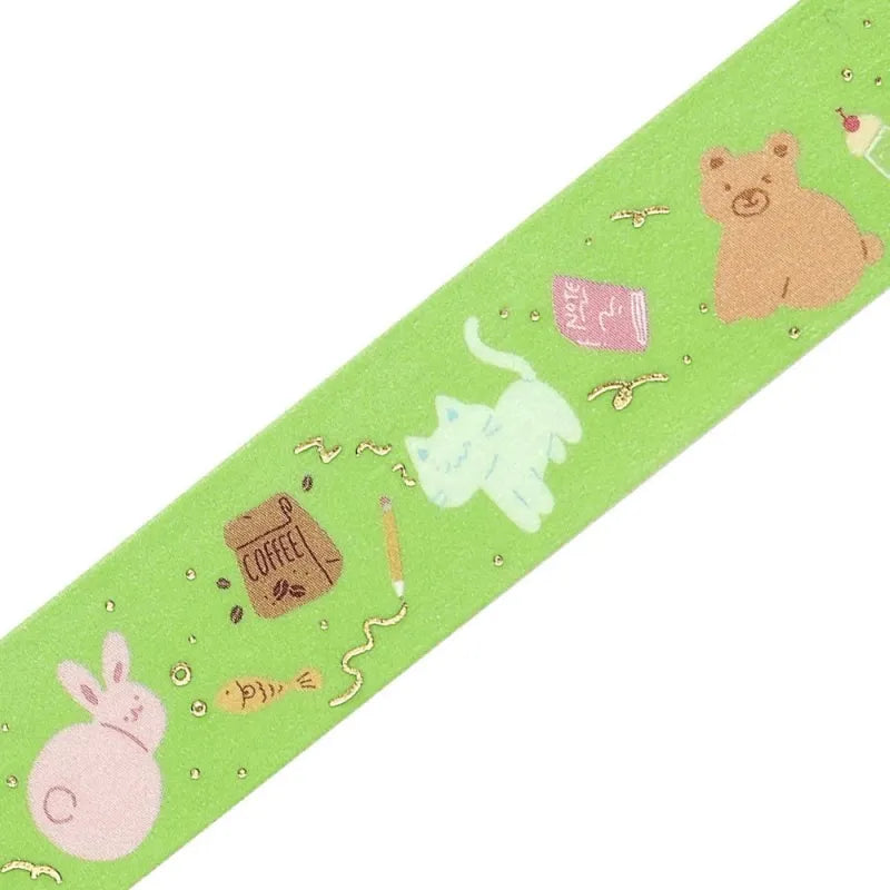 BGM Foil Stamping Masking Tape – Life: Animal Carnival design with festive animal characters and foil accents on 15mm washi tape roll.