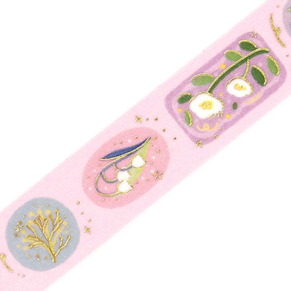 BGM Foil Stamping Masking Tape: Life - Flower Brooch — pattern detail