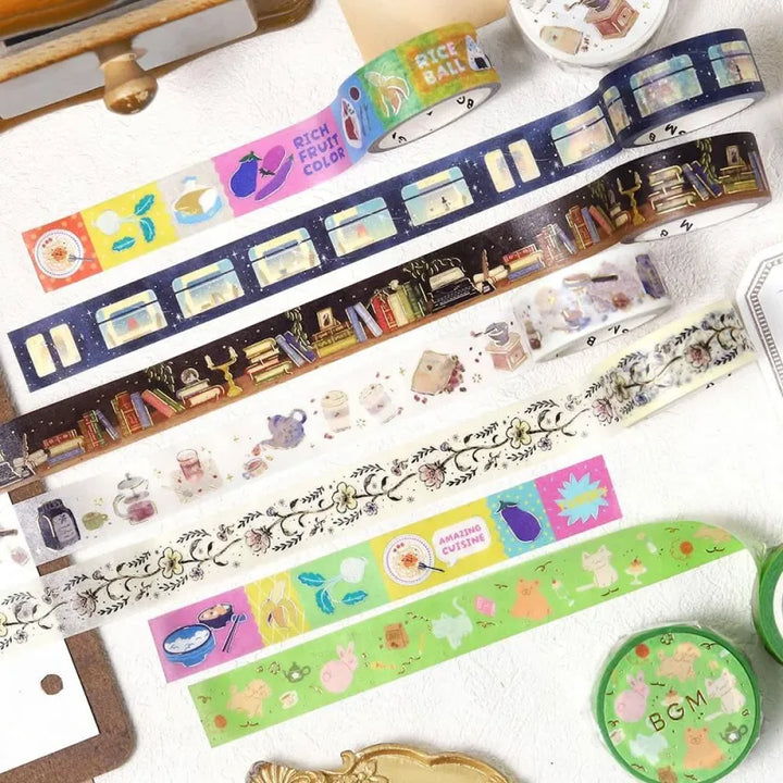BGM Foil Stamping Masking Tape – Life with gold foil accents on 15mm washi tape roll.