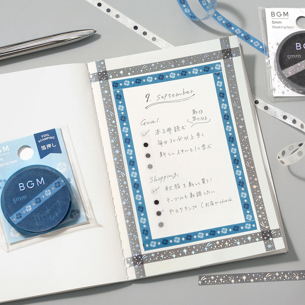 BGM Foil Stamping Masking Tape: Life - Night-blooming Flower — with packaging