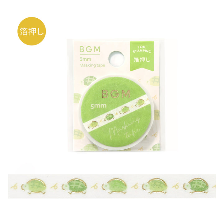 BGM Foil Stamping Masking Tape: Life - Run Turtle — roll front