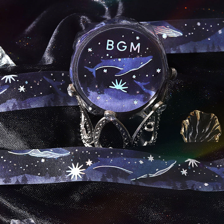 BGM Foil Stamping Masking Tape: Life - Whale Crossing the Starry Sea — applied on surface