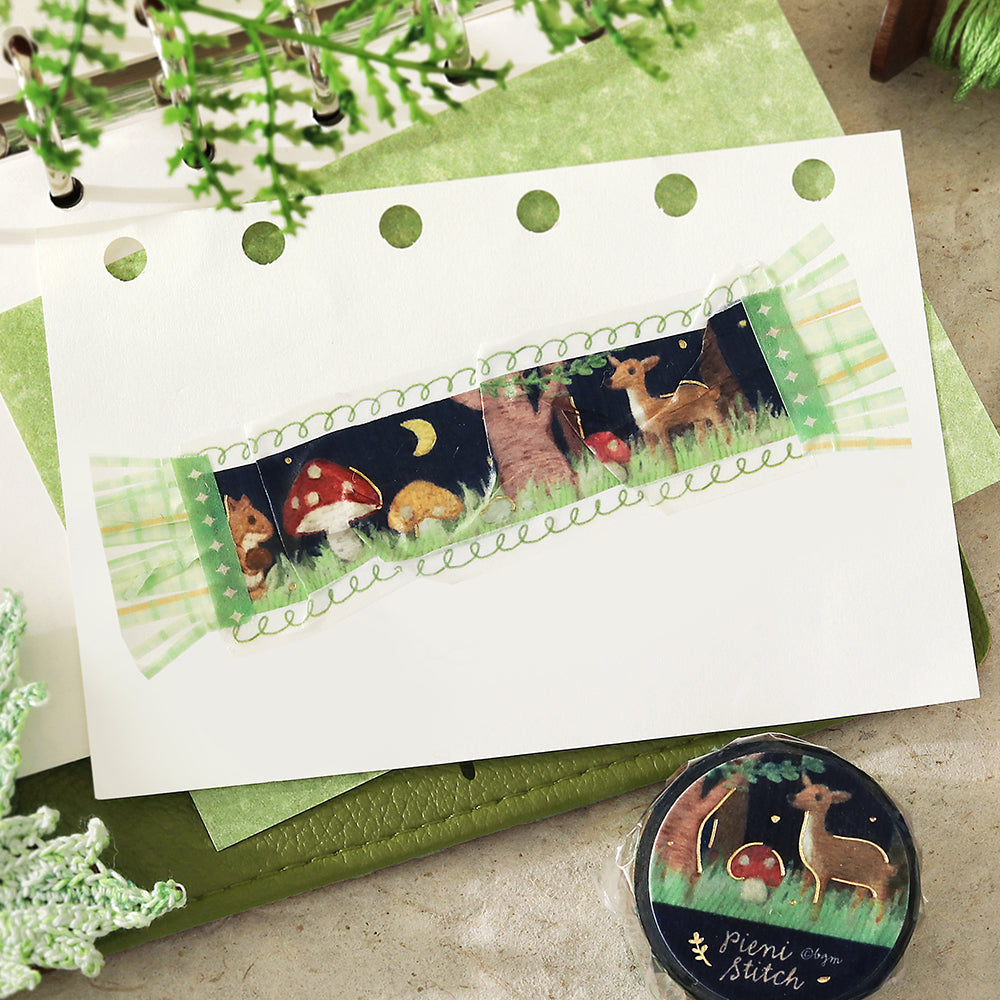 BGM Foil Stamping Masking Tape: Pienistitch - Little Forest — applied on surface