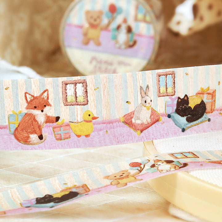 BGM Foil Stamping Masking Tape: Pienistitch - Little Party — applied on surface