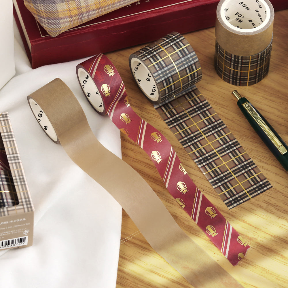 BGM Foil Stamping Masking Tape: SCHOOL COLORS: Caramel — with packaging