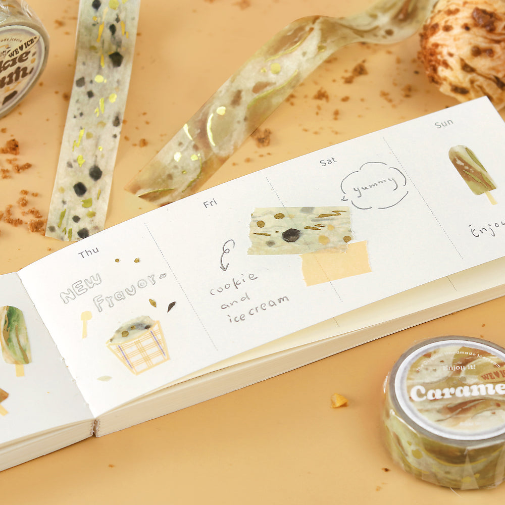 BGM Foil Stamping Masking Tape: We Love ICE: Caramel — flat lay