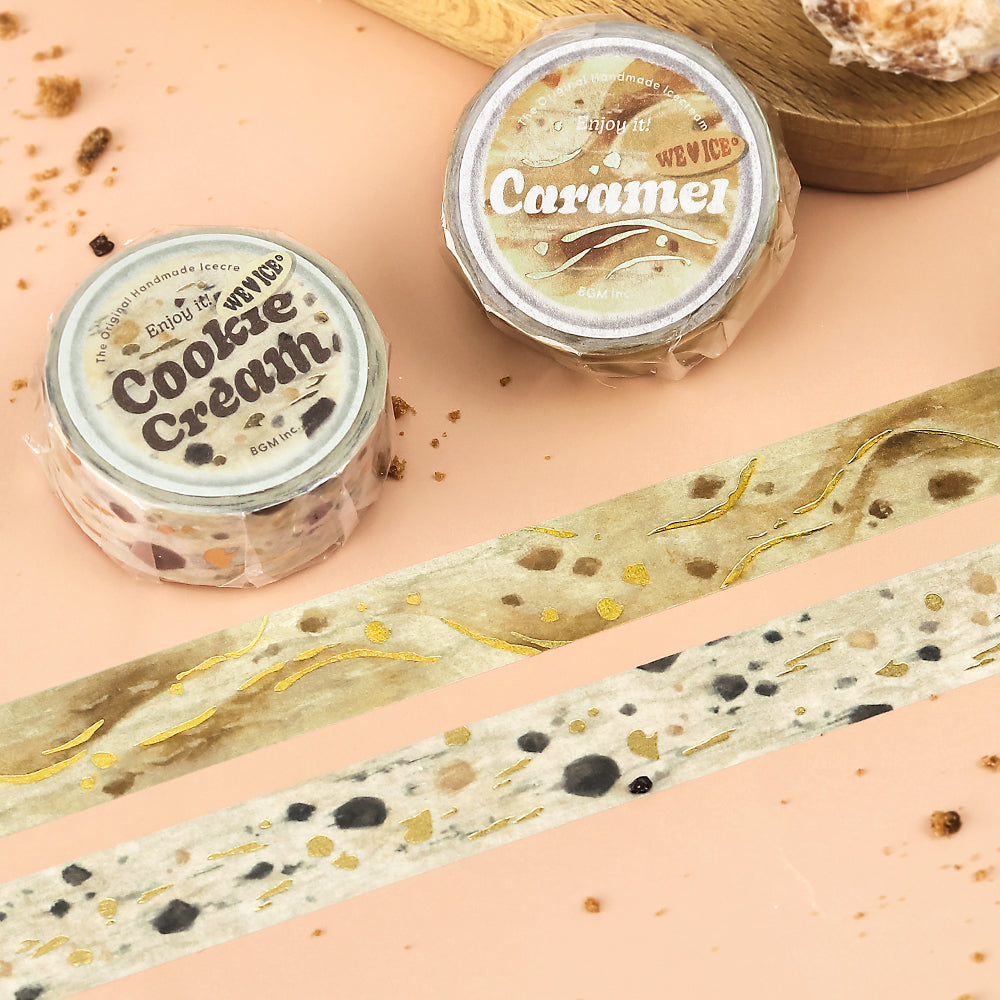 BGM Foil Stamping Masking Tape: We Love ICE: Cookies and Cream — applied on surface