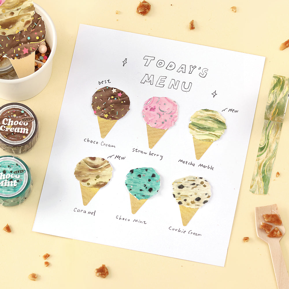 BGM Foil Stamping Masking Tape: We Love ICE: Cookies and Cream — close-up
