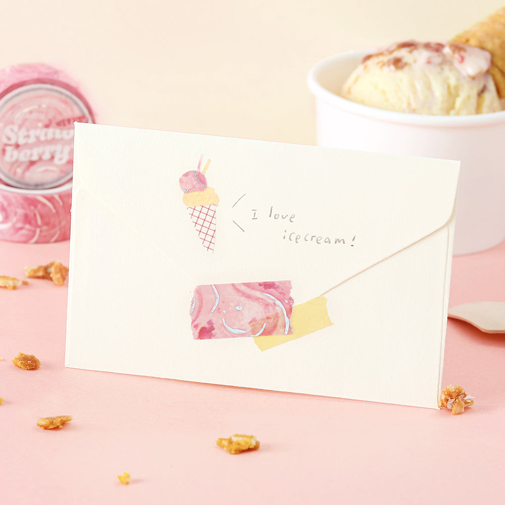 BGM Foil Stamping Masking Tape: We Love ICE: Strawberry — roll side