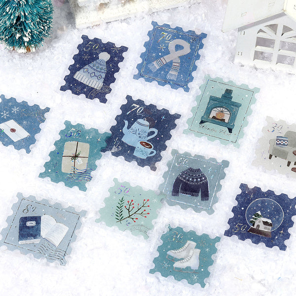 画像をギャラリービューアに読み込む, BGM Foil Stamping Winter Limited Edition Flake Seal in Winter Letter design - shimmering foil stamping ideal for decorating journals, gifts, and more, these flake seals evoke the cozy, picturesque charm of a snowy town.
