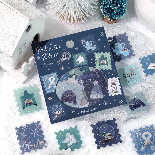 画像をギャラリービューアに読み込む, BGM Foil Stamping Winter Limited Edition Flake Seal in Winter Letter design - shimmering foil stamping ideal for decorating journals, gifts, and more, these flake seals evoke the cozy, picturesque charm of a snowy town.
